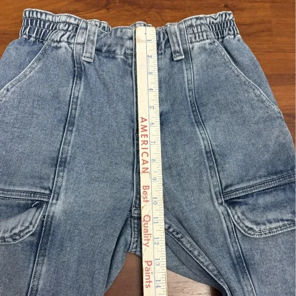 Pacsun Cargo Jeans Elastic Waist Tapered Leg Retro Utility Pants Size Small - Picture 7 of 11